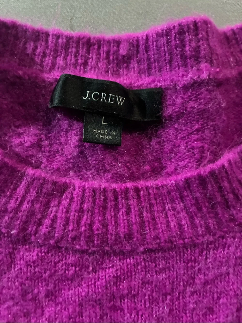 J. Crew Magenta Button-Shoulder Crewneck Sweater